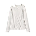 thumbnail image 2 of Arvbitana Women Solid Color T-shirt Long Sleeve Irregular Neck Hollowed Shirt Spring Summer Slim Fit Blouses Basic Tee for Casual Daily, 2 of 7