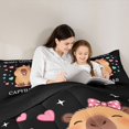 thumbnail image 4 of Manfei Dreamy Heart Print Queen Comforter Set,Lovely Monogrammed Comforter Sets Queen,Black,Black Reversible,3pcs,1 Comforter and 2 Pillowcases, 4 of 7