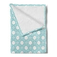thumbnail image 2 of White Soft Flannel Fleece Blanket, Graphic Design Detailed Drawings Curvy Rounded Circular Flowers Leaves Wildlife, Cozy Plush for Indoor and Outdoor Use, 50" x 60", Pale Blue White, by Ambesonne, 2 of 5