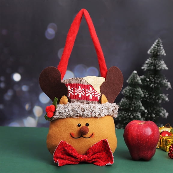 Kbndieu Christmas Gift Bags with Handles, Design Wrapping Small Gift Bags, Party Favor Bags for Presents Favors, Super Cute Snowman Santa Claus Deer, 7.8 x 5.5 x 8.4 Inches On Clearance