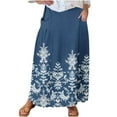 thumbnail image 2 of Summer Dresses for Women 2025 Viikei Pleated Skirt in Cotton Fabric,Viikei Women's Printed Elastic Waistband Pleated Pocket Skirt With Mid Calf Skirt Navy XXXL, 2 of 5