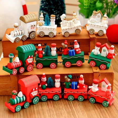Christmas Wooden Train Tree Ornament Decor Kids Toy Gift Party
