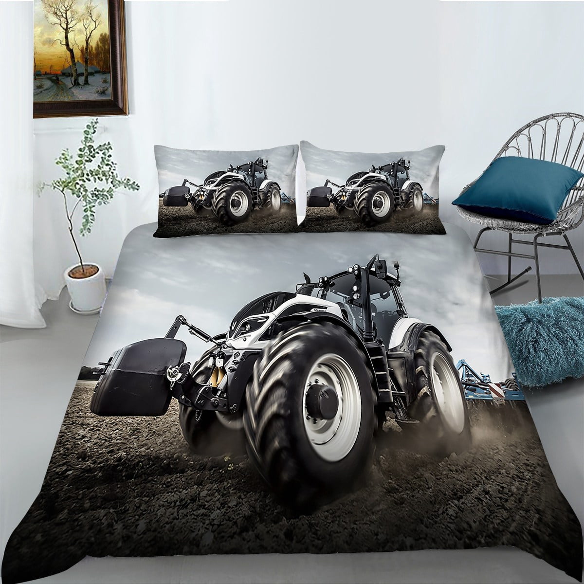 Farm Themed Printed Duvet Cover, Tractor Print Kids, Teens, Duvet Cover