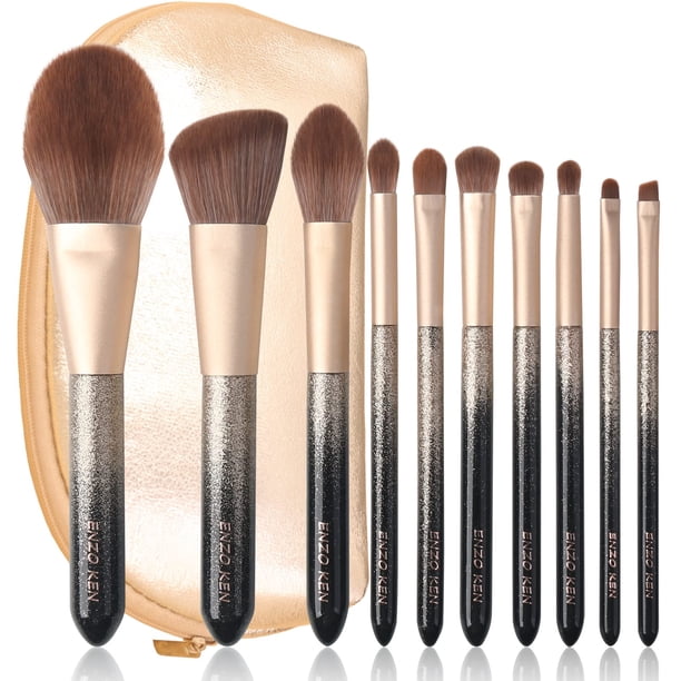 Set de brochas de maquillaje ENZO KEN Natural Hair con funda Professional