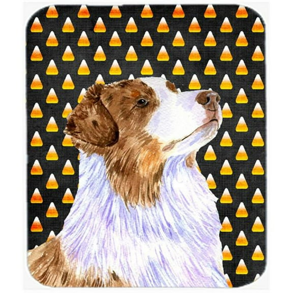 Australian Shepherd Candy Corn Halloween Portrait Mouse Pad, Hot Pad or Trivet