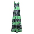 thumbnail image 3 of Sexy Dance Women Tank  Dresses Summer Sleeveless Print Maxi  Dress Summer Casual V Neck Sling  Sundress Beach Holiday Party Cami Long Dress Green S, 3 of 6