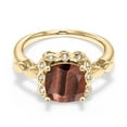 thumbnail image 3 of Gem Stone King 2.10 Ct Red Tiger Eye White Created Sapphire 18K Yellow Gold Plated Silver Ring, 3 of 6