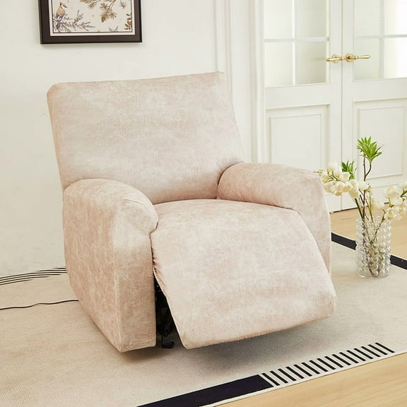 XmhyTop-A Beige Non-Slip Sofa Cover, Leather-Like Chair Cover, Pet Proof Recliner Slipcover, Non-Pilling & Washable, 1 Piece，3-Seater