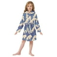 thumbnail image 6 of FORMRS Niños Bathrobe Unisex Hooded Robe Soft Plush Pajamas Sleepwear, Size 7-9T, Blue Wave Pattern, 6 of 7