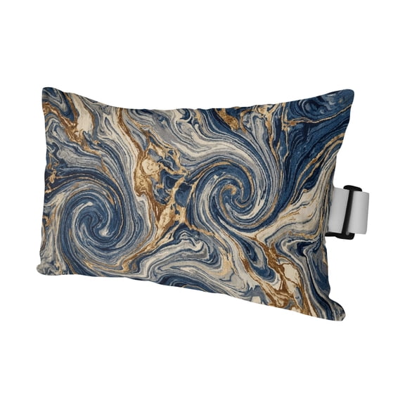 Navy Blue Ombre Outdoor Pillows for Chaise Lounge Chair Waterproof Lumbar Pillows with Insert&Adjustable Strap Beach Headrest Pillow Modern Abstract Art Coastal Nautical Pillow for Patio Pool 12"x20"