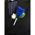 thumbnail image 2 of Angel Isabella Boutonniere - Royal Blue Rosebud with Mini White Flower and White Stem, 2 of 2