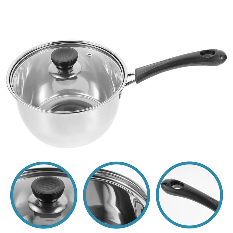 Large Skillet With Lid Stainless Steel Soup Pot Deep Skillet Pot Cooking  Pot Heat Resistant Stewing Pot Milk Pot