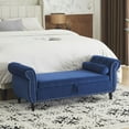 thumbnail image 2 of S-HOME Velvet Ottoman Bench With 1 Pillow, Perfect For Stylish Storage in Living Spaces，Antique Navy Blue, 2 of 10
