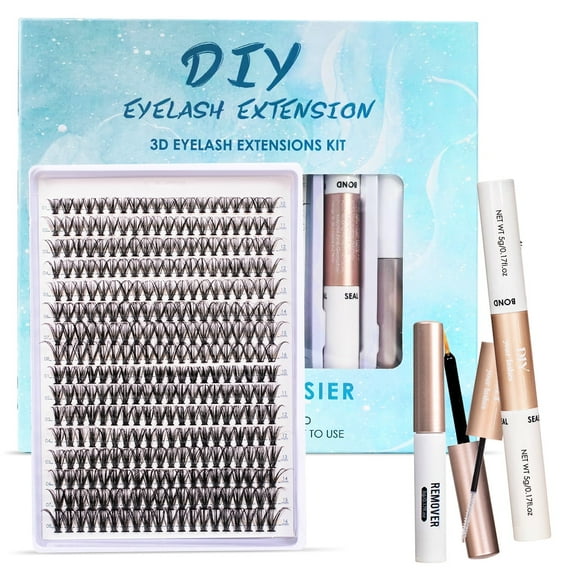 DIY Lash Extension Kit, 320Pcs Eyelash Clusters Kit, 30D 40D Lashes Set with Lash Bond and Seal, Lash Tweezers (10-16mm)