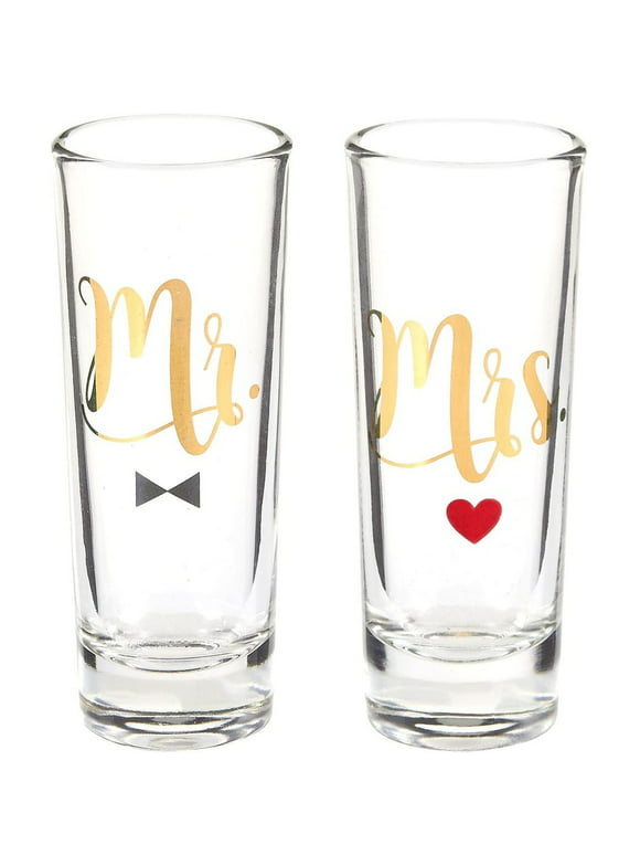 BLUE PANDA 'Mr & Mrs' Shot Glasses - A Perfect Engagement Gift for the Happy Couple