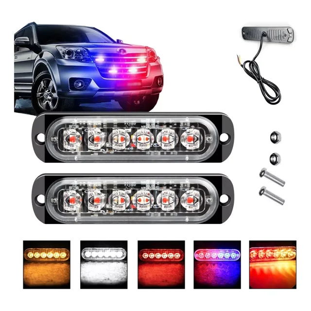 2 Lateral Faro Led Barra Estrobo Patrulla 16 Funci Auto Moto