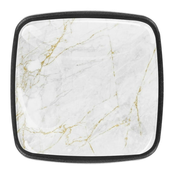 4 Pcs Square Cabinet Handle Cupboard Knob Drawer Pulls Handle Marble Texture Drawer Knobs with Screws Furniture Decoration