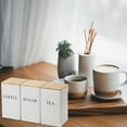 thumbnail image 3 of Yazoeia Kitchen Canister Set, Coffee Tea Sugar Container Set of 3 Iron Tea Coffee Sugar Canister Set with Airtight Bamboo Lid and Name Marker Simple Square Kitchen Canister Set White CJC912-196232, 3 of 7