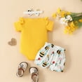 thumbnail image 5 of HCNTES Baby Girl Clothes 0 3 6 9 12 18 Months Letter Print Mommy is my Bestie Ruffle Romper and Floral Short Sets Cute Baby Summer Outfit, 5 of 7