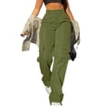 thumbnail image 2 of BRDFRL Straight Wide Leg Y2K Cargo Pants Loose Pocket Jogger Green L, 2 of 7