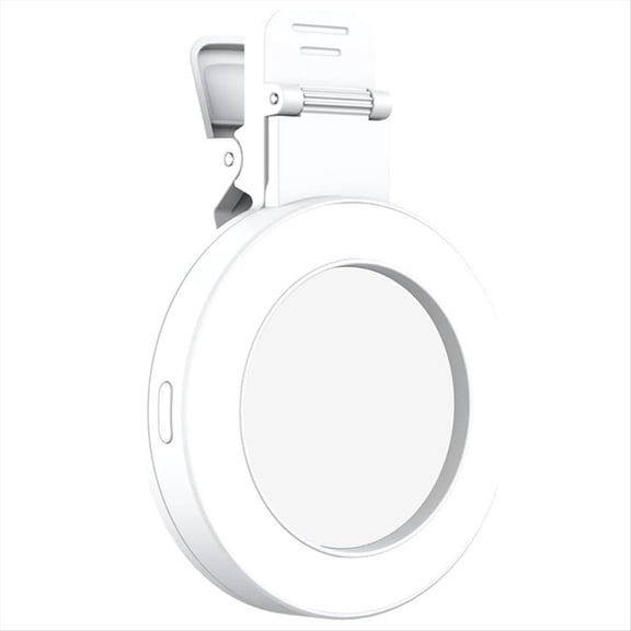 High Quality 3 Light Modes Selfie Light Clip 180° Rotatable Ring Light LED Phone Light Rechargeable Selfie Mirror White,1 * Selfie Light 1 * remote control,White