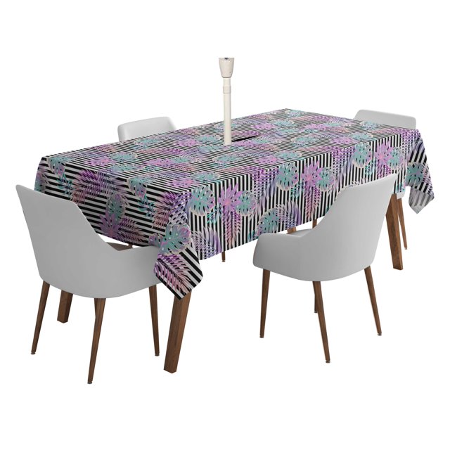 Vargottam Indoor/OutdoorTablecloth58x58 Inch SquareTablecloth with Umbrella Hole and Zip- Waterproof PatioTableCloths- TableCovers for Backyard RectangularTable- Multicolor2