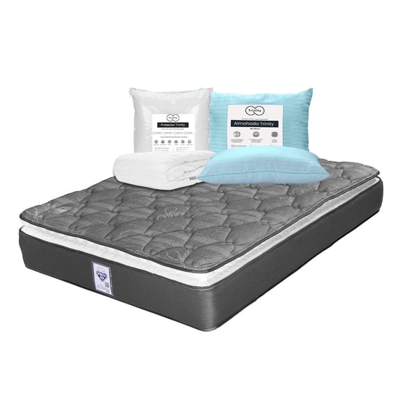 Colchón Queen Size Spring Air Aries + Almohada + Protector Trinity