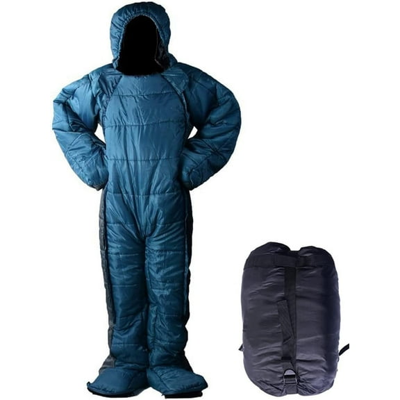 Human Walking Sleeping Bag, Adult Sleeping Bag for Camping Cold Weather 0 Degree, Mummy Style Lightweight Humanoid Sleeping Bag, Outdoor Wearable Warm Sleeping Suit for Men and Women