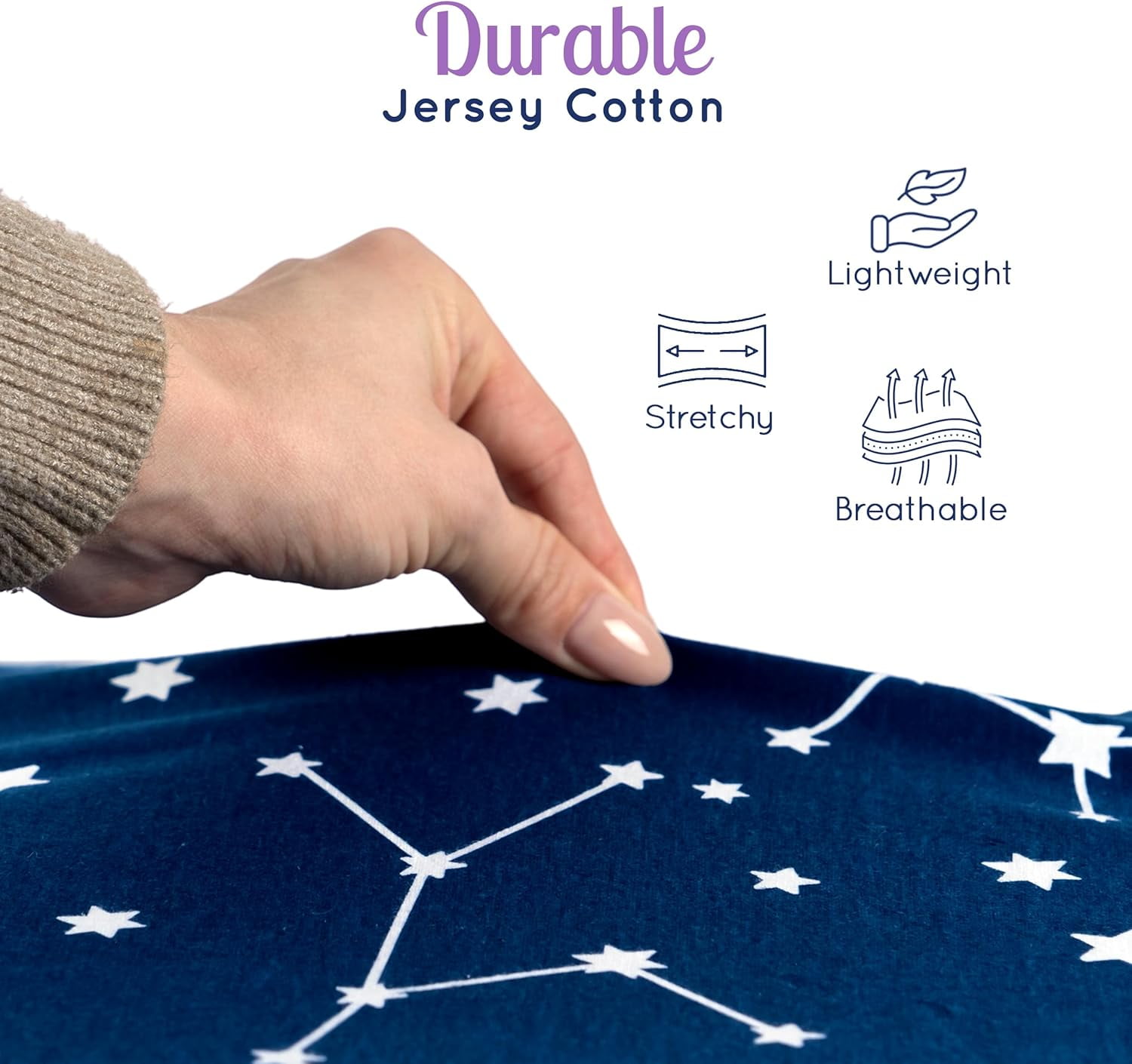 GROW WILD Crib Sheets For Boys or Girls | 3 Pack Soft Stretchy Jersey Cotton Fitted Crib Sheet Neutral | Grey White Navy Blue Baby Crib Sheets For Girl, Crib Mattress Sheet or Toddler Bed Sheets