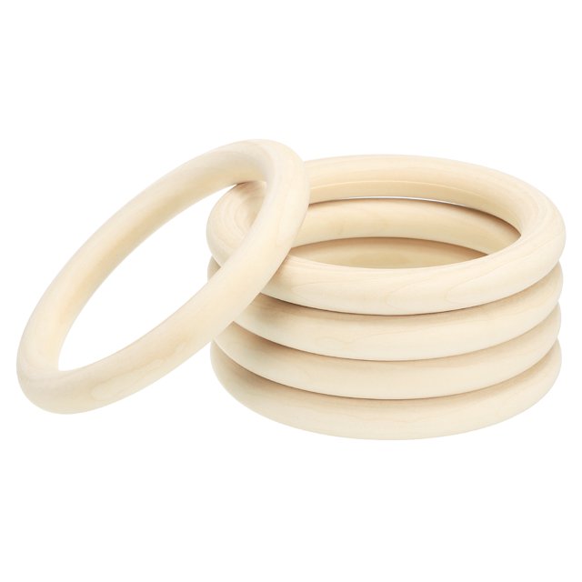Unique Bargains 120mm Wooden Rings for Crafts, 5 Pack Natural Wood Rings Unfinished Wood Loop Circle