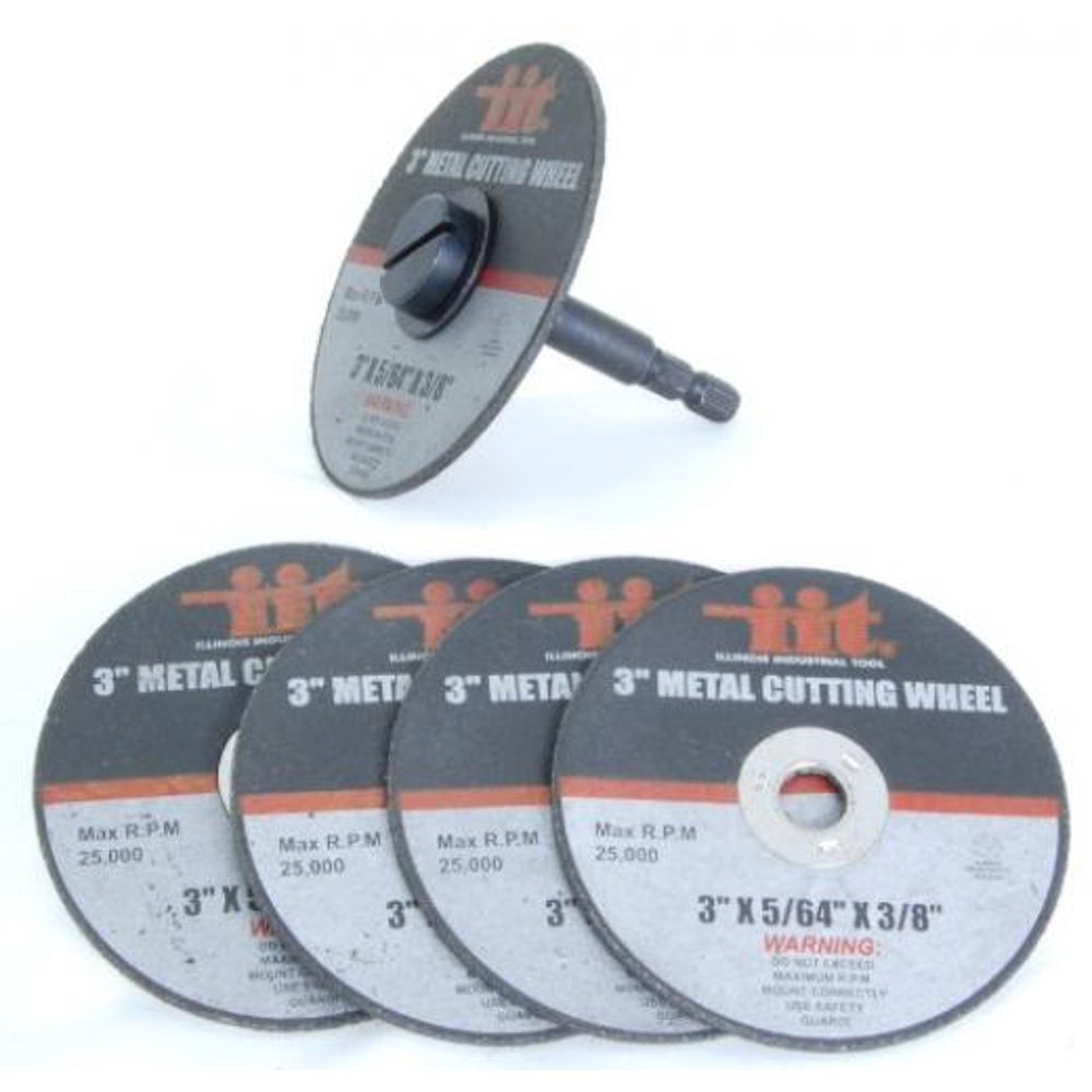 3" Metal Cutting Wheels w/ 1/4" Mandrel, 5pc 80210