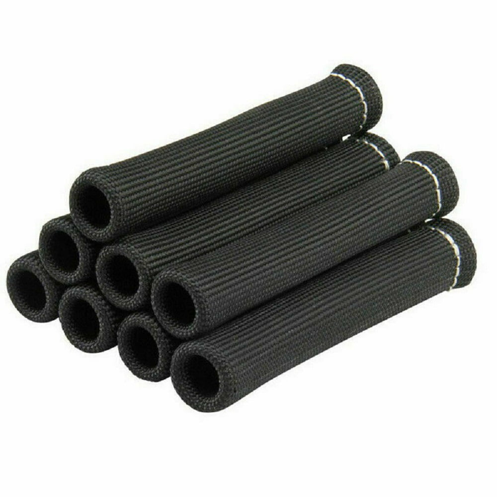 8PCS 2500° Spark Plug Wire Boots Protectors Sleeve Heat Shield Cover BLACK