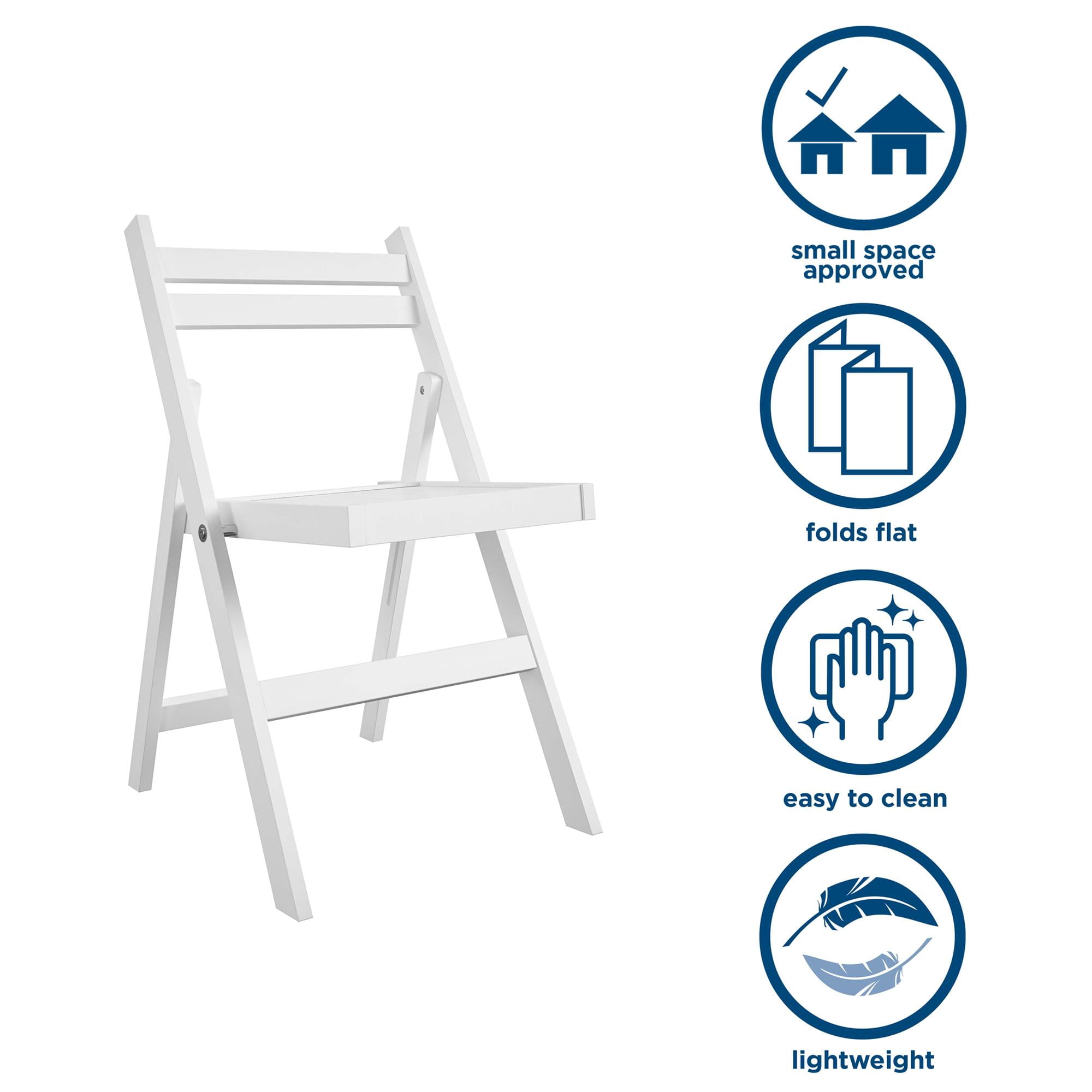 COSCO XL Folding Wood Chair, White, 2-Pack