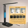 thumbnail image 2 of LED Desk Lamp with Wireless Charger and USB Port, Foldable, Clock and Alarm, 5-Level Dimming, Black, 2 of 9