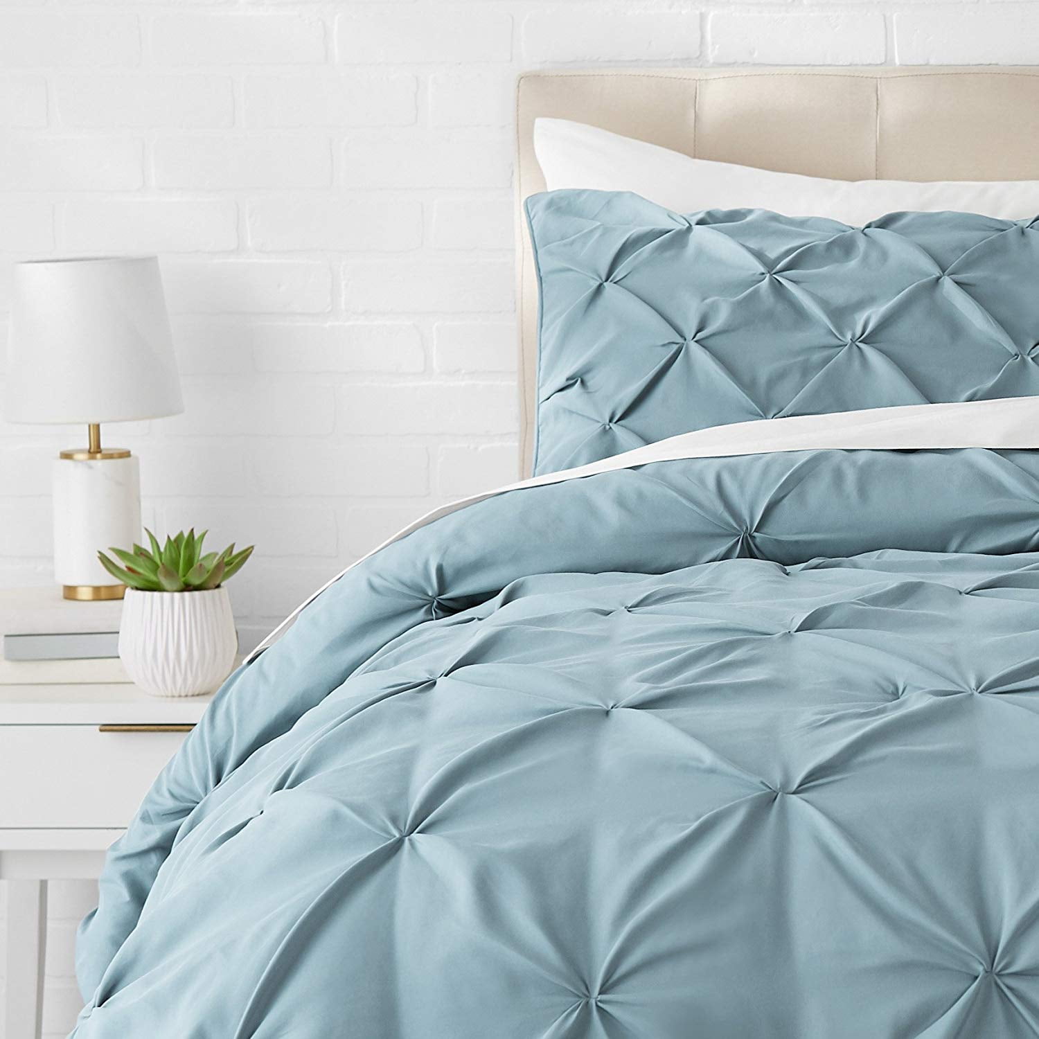 Beauty Threadz Pinch Pleat Comforter Set Twin, Spa Blue