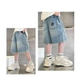 thumbnail image 5 of shoper Little Boy Jeans Shorts Size 5-6 Washed Shorts Elastic Waistband Everyday Casual Shorts for Summer Kids Blue 170, 5 of 6