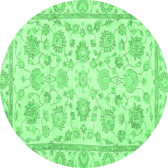Ahgly Company Indoor Round Oriental Emerald Green Traditional Area Rugs, 5' Round