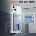 thumbnail image 4 of Design for iPhone 14 Case with Card Holder, Wallet Ring Holder Kickstand Case Clear Slim Four Corner Enhanced Protective Cover Anti-Scratch Shockproof Phone Card Case for iPhone 14, Clear, 4 of 8