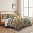 thumbnail image 5 of Queen Quilt Set 90''x96'', Yellow Sunflower Lightweight Bedspread Coverlet Set with 2 Pillow Shams, Butterfly Sunshine Brown Farmhouse Wood Breathable All Season Quilt Bedding for Bedroom/Guest Room, 5 of 9