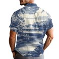 thumbnail image 4 of Domuza Men's Hawaiian Shirt Short Sleeve Casual Trendy Button T Shirt Lounge Vacation Relaxed Fit Lightweight Blouse Navy 4XL, 4 of 7