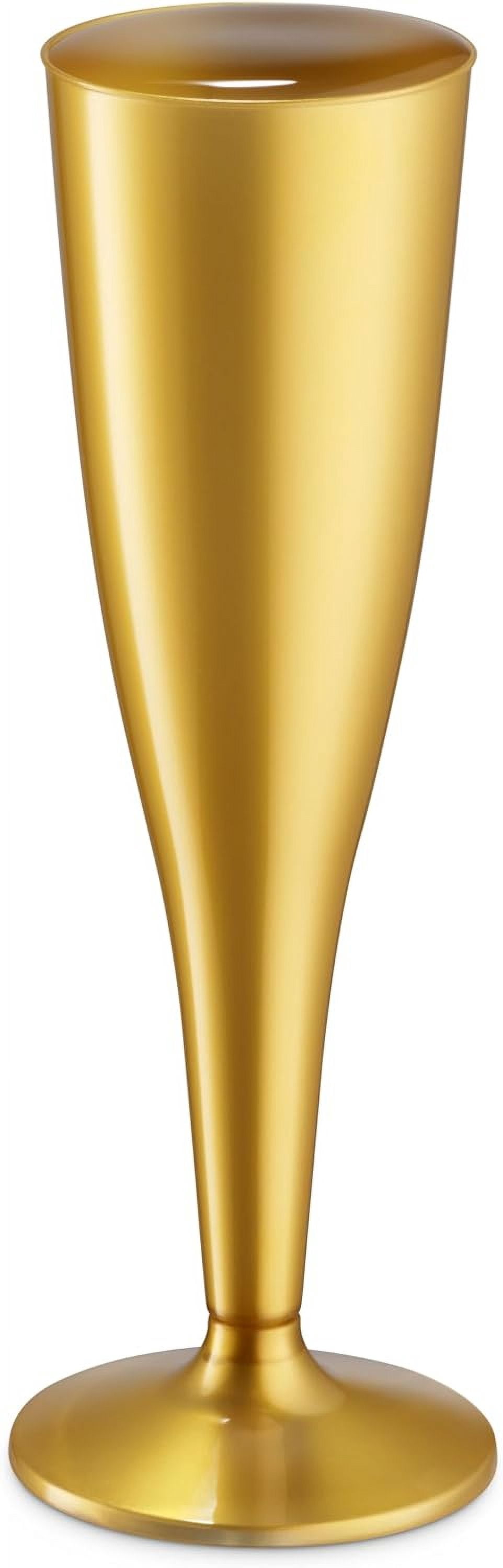 30 Pack Gold Plastic Champagne Flutes - 5 Oz Disposable Toasting Glasses - Wedding Party Cocktail Mimosa Plastic Cups