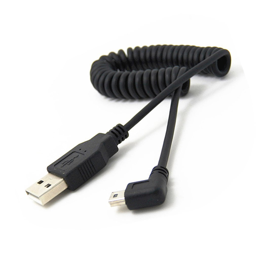 Premium Spiral Coiled Micro USB B 5Pin UP angle Male to Female Plug Extent Cable 