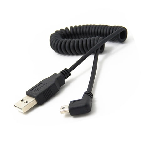 Left Angle Cable USB 2.0 left Angle 90 Degree A Male to Left Angle Mini B 5p Male Spring ...