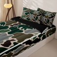thumbnail image 3 of Manfei Cute Rabbit Zipper Full Size Comforter Sets with Fitted Sheet and 2 Pillowcases,Rustic Camo Print Zipper Bedding Set,Green,Black Reversible,4pcs, 3 of 8