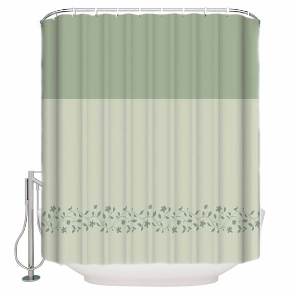 Sage Green Botanical Bathroom Shower Curtains with 12 Hooks Polyester Waterproof Shower Curtain for Stalls and Bathtubs Spring Floral Leaf Decorative Bathroom Privacy Curtain 54x78 Inches