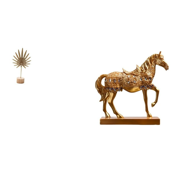 Escultura de hojas,Estatua de hoja de metal Escultura de hoja Decoración del hogar,Figura de hoja artística con decoraciones de hojas en la base,Estatuas de caballos,Estatuas de caballos