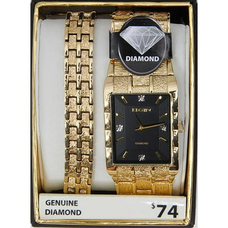 Elgin - Men's Textured Watch and Bracelet Set - Walmart.com - Walmart.com