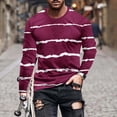 thumbnail image 2 of Penkiiy Men Casual Round Neck Stripe Printing Pullover Fitness Sports Shorts Sleeves T Shirt Blouse L Wine, 2 of 5