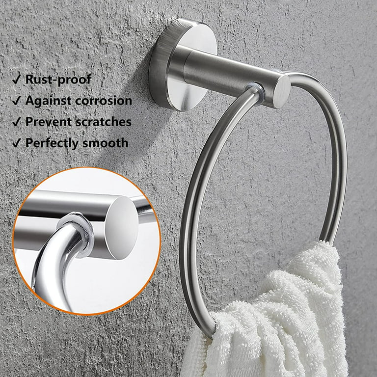 Vanloory Hand Towel Holder, Strong Self Adhesive Hand Towel Ring, Thicken  SUS304 Stainless Steel Hand Towel Bar/Rack, No Drilling Modern