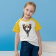 thumbnail image 7 of Cute Raglan Graphic Tees for Girls Summer Short Sleeve Baseball T-Shirts Loose Fit Round Neck Casual Going Out Tops Yellow， 5 Years, 7 of 7